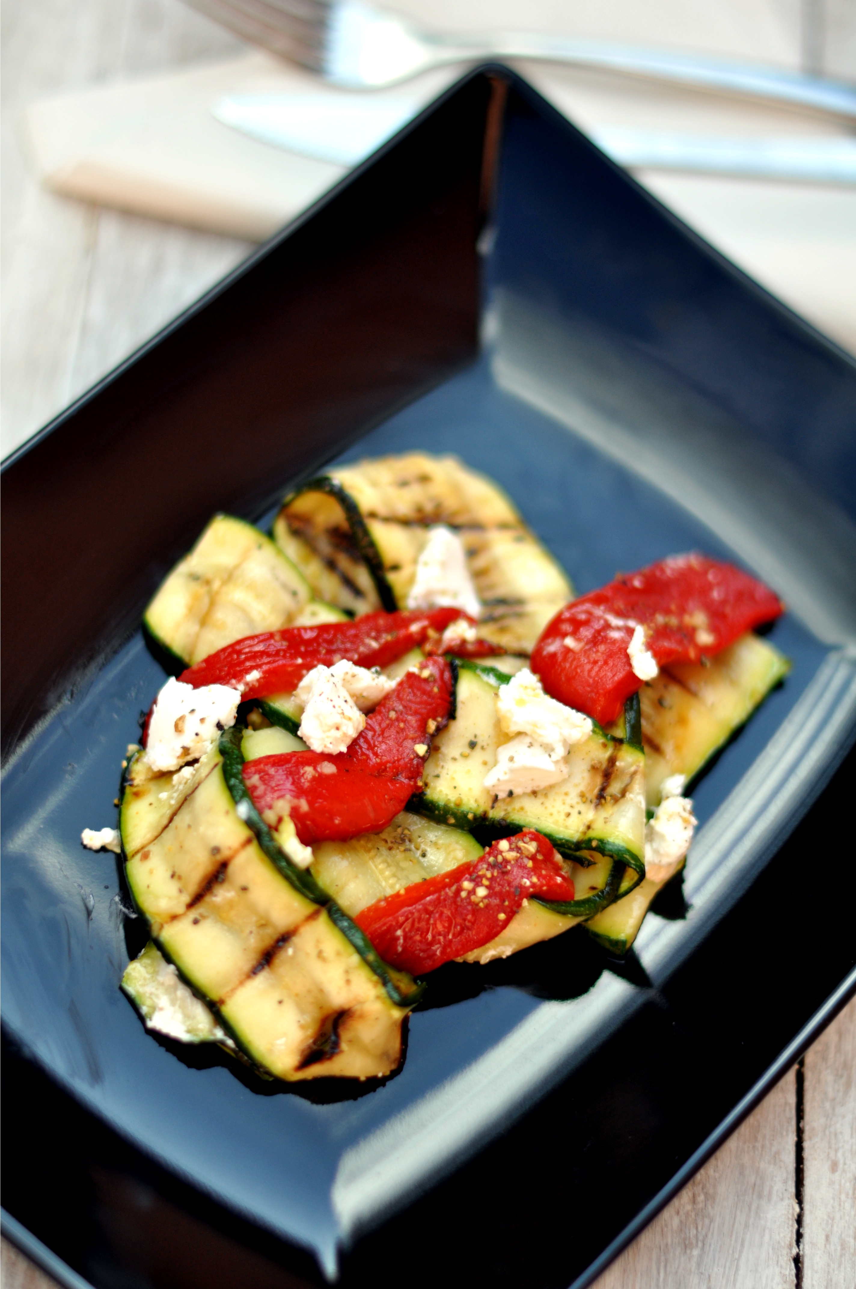 Marinated zucchini and bell pepper salad