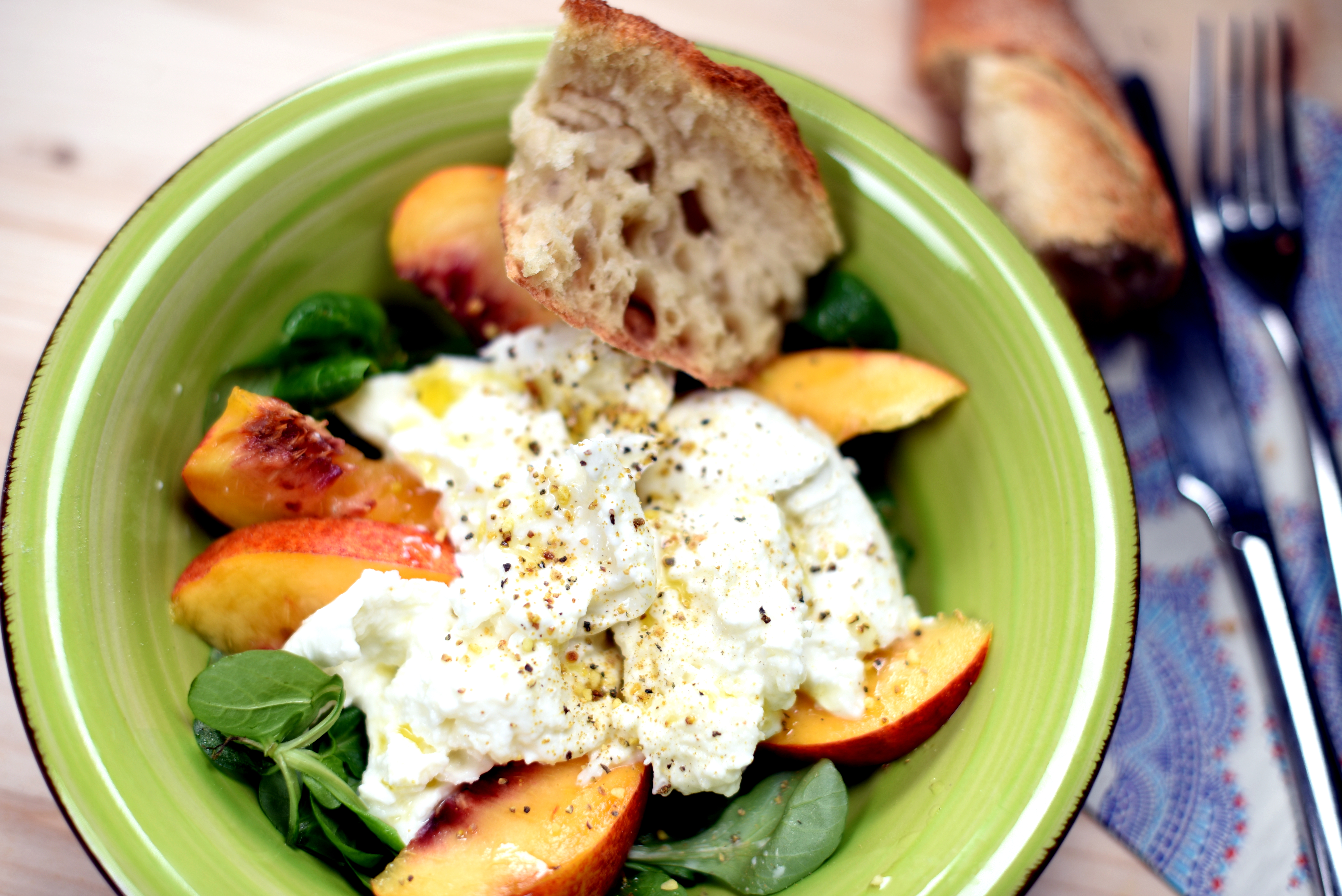 Caprese salad with peaches