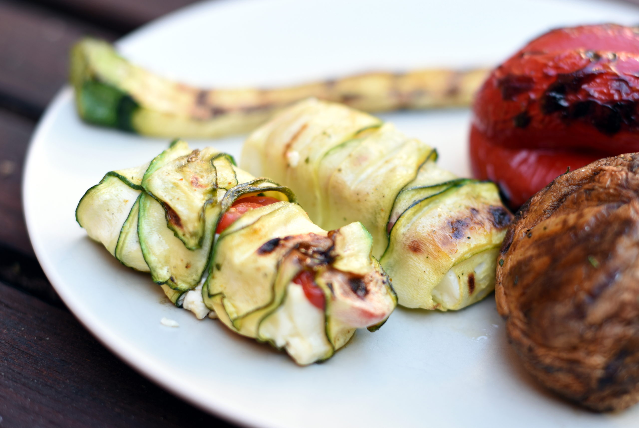 Grilled feta in zucchini